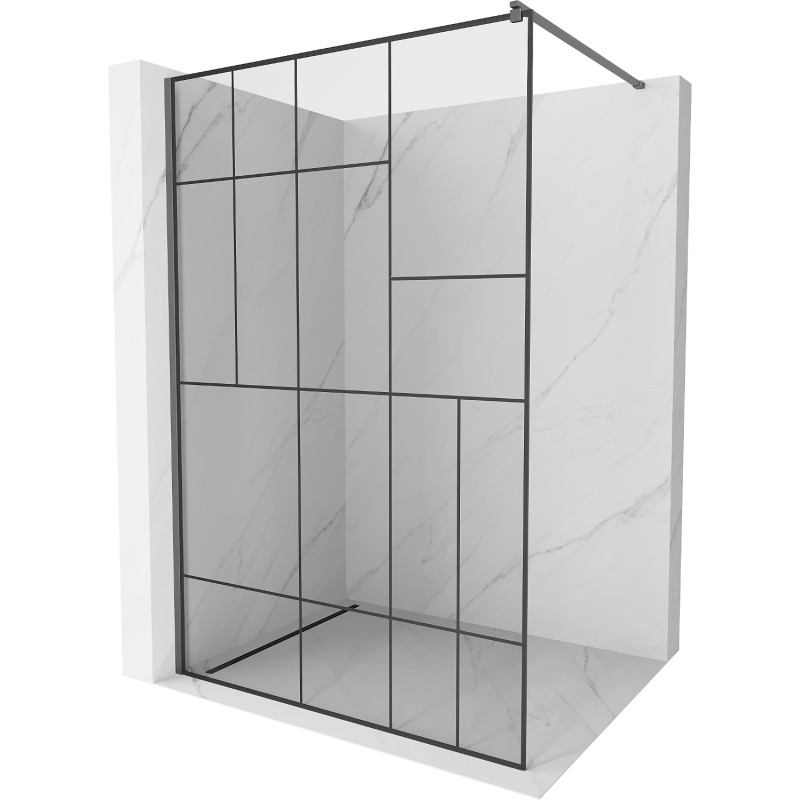 Mexen Kioto dušisein Walk-in 130 x 200 cm, must muster 8 mm, gun metal - 800-130-101-95-78