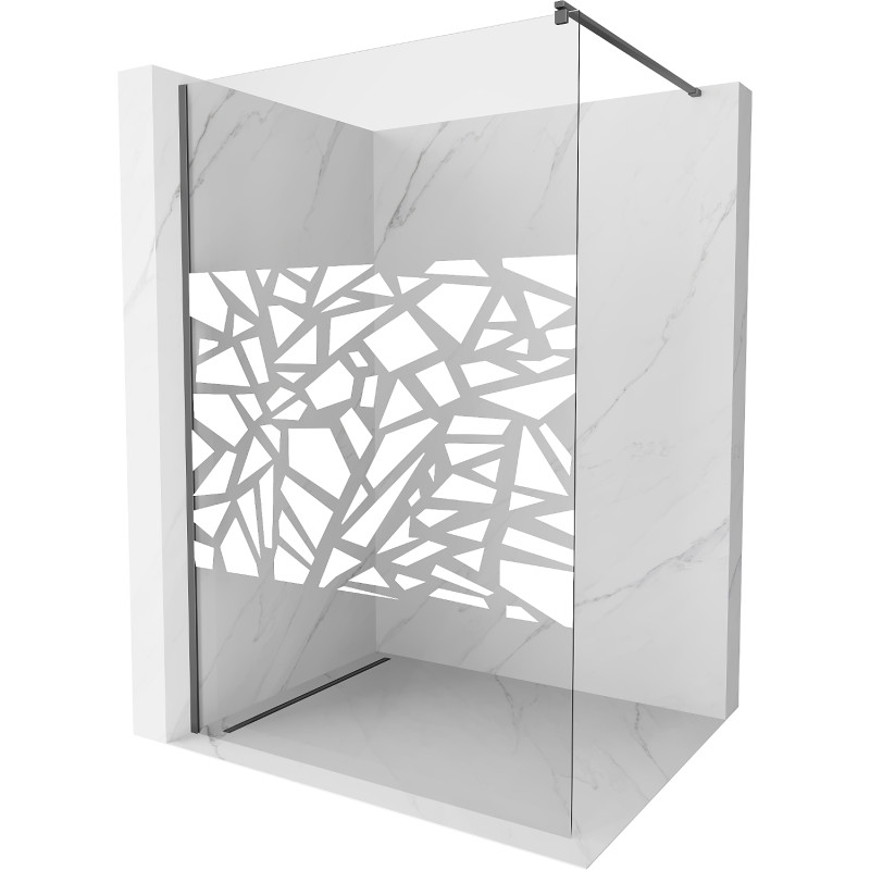Mexen Kioto dušisein Walk-in 70 x 200 cm, valge muster 8 mm, gun metal - 800-070-101-95-85