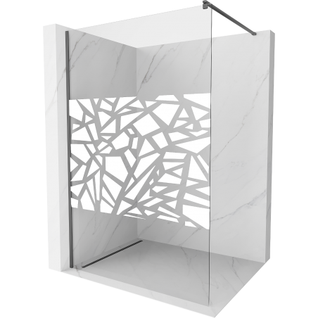 Mexen Kioto ścianka prysznicowa Walk-in 90 x 200 cm, biały wzór 8 mm, gun metal - 800-090-101-95-85