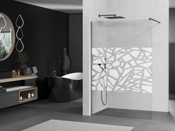 Mexen Kioto ścianka prysznicowa Walk-in 100 x 200 cm, biały wzór 8 mm, gun metal - 800-100-101-95-85
