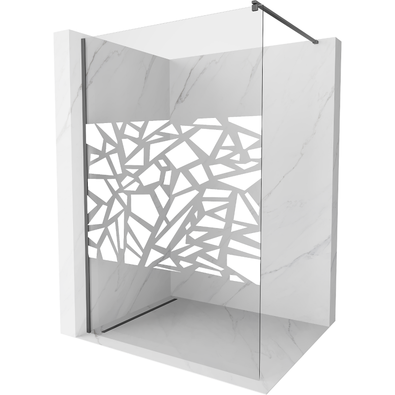 Mexen Kioto paroi de douche Walk-in 100 x 200 cm, motif blanc 8 mm, gun metal - 800-100-101-95-85