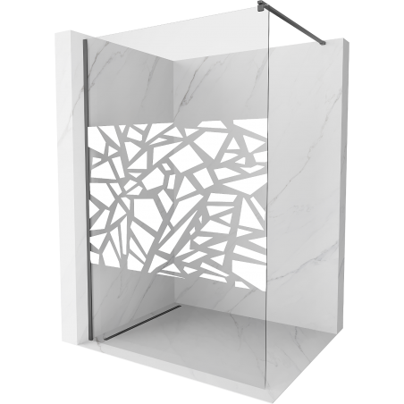 Mexen Kioto parete doccia Walk-in 100 x 200 cm, motivo bianco 8 mm, gun metal - 800-100-101-95-85