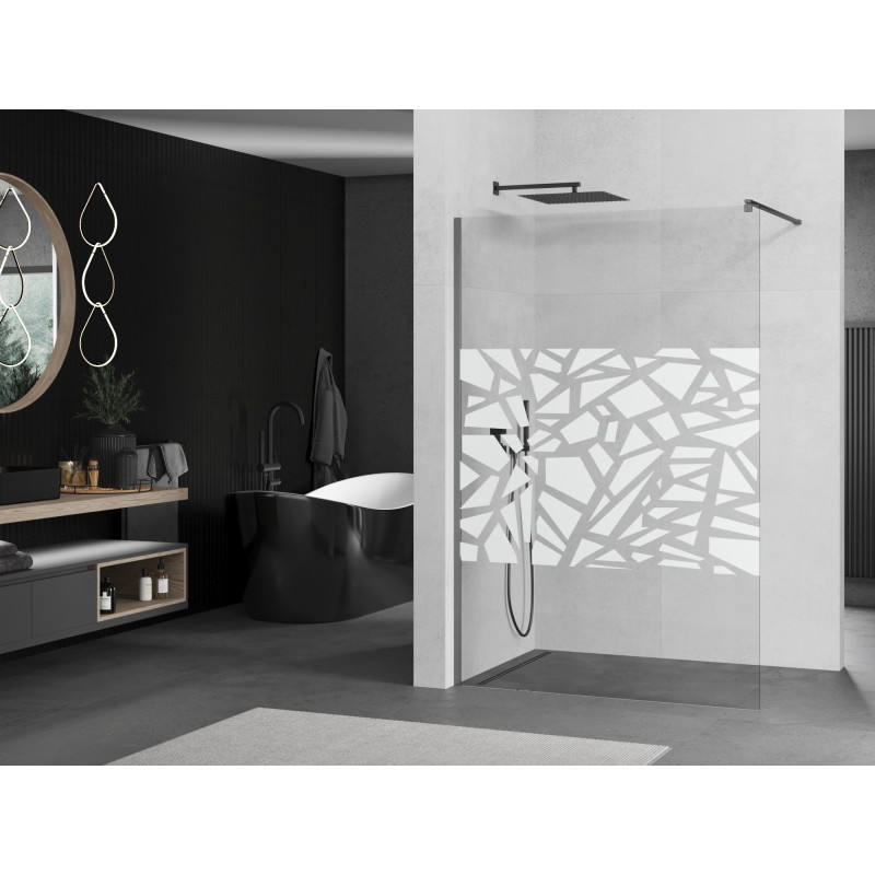 Mexen Kioto dušisein Walk-in 110 x 200 cm, valge muster 8 mm, gun metal - 800-110-101-95-85