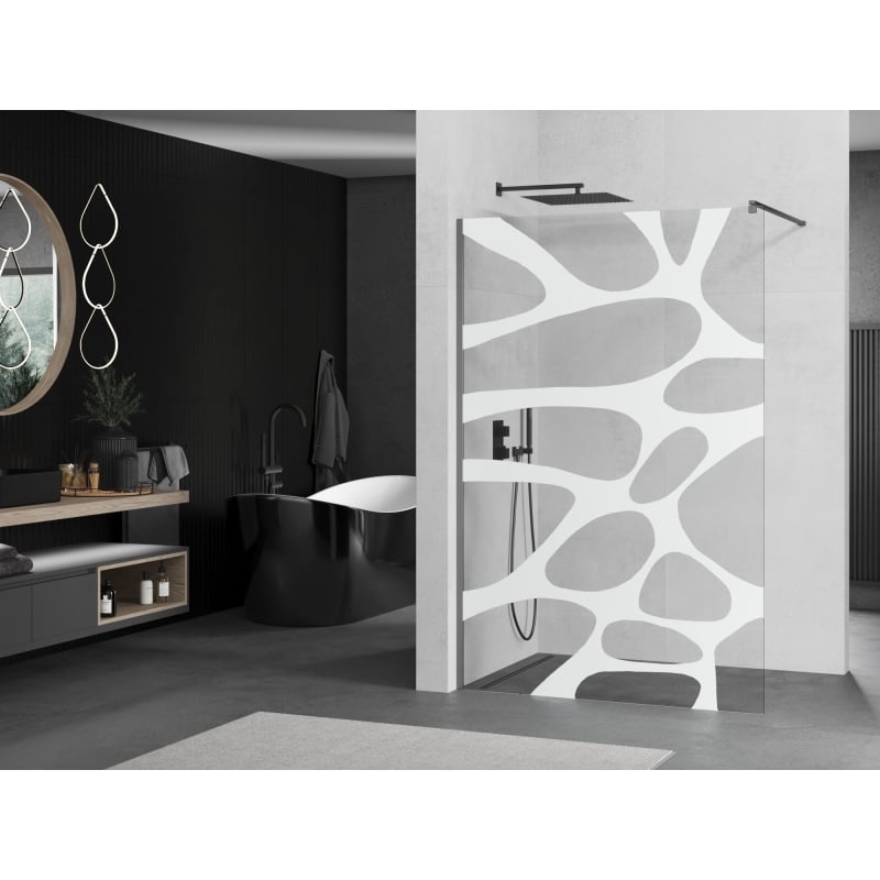 Mexen Kioto dušisein Walk-in 70 x 200 cm, valge laine 8 mm, gun metal - 800-070-101-95-97