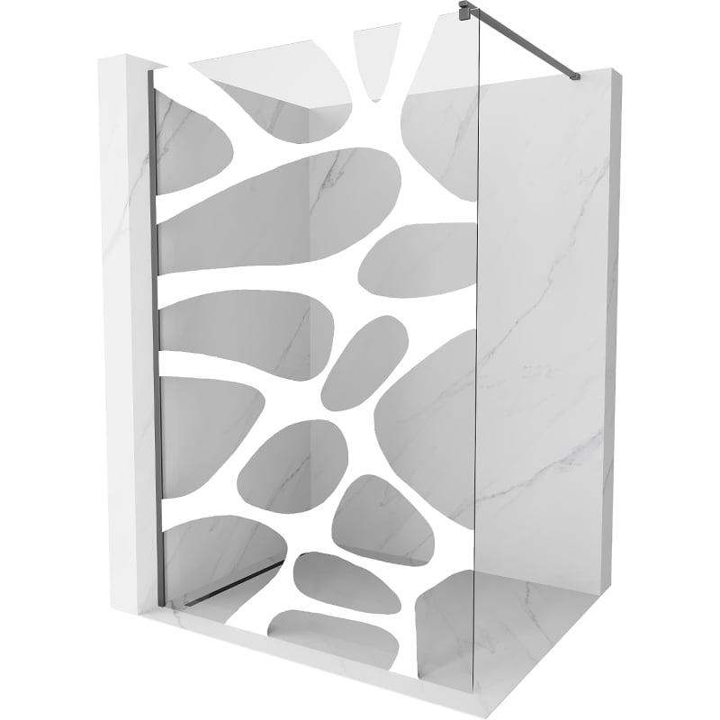 Mexen Kioto tuš pregrada Walk-in 80 x 200 cm, bijeli val 8 mm, pištolj metal - 800-080-101-95-97