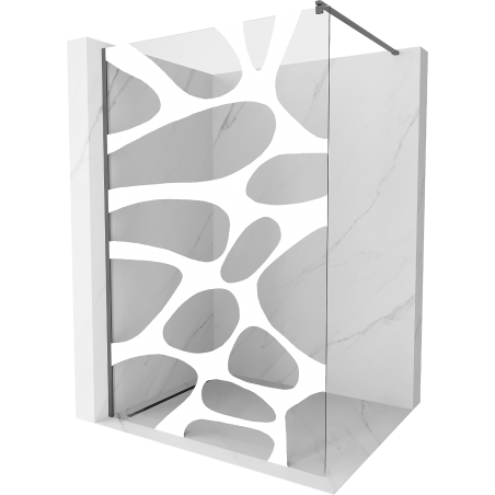 Mexen Kioto paroi de douche Walk-in 80 x 200 cm, vague blanche 8 mm, gun metal - 800-080-101-95-97