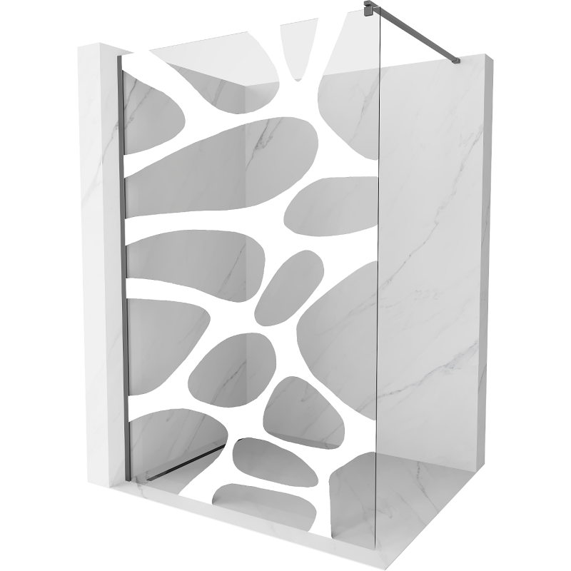 Mexen Kioto Duschwand Walk-in 100 x 200 cm, weiße Welle 8 mm, gun metal - 800-100-101-95-97