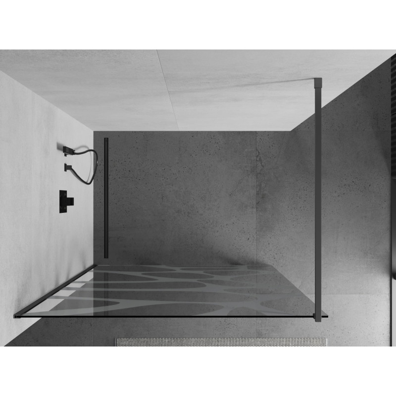 Mexen Kioto dušisein Walk-in 130 x 200 cm, valge laine 8 mm, gun metal - 800-130-101-95-97