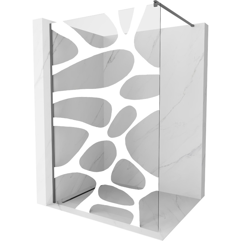 Mexen Kioto dušisein Walk-in 130 x 200 cm, valge laine 8 mm, gun metal - 800-130-101-95-97