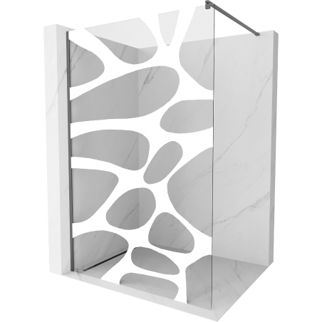 Mexen Kioto Walk-in Shower Panel 140 x 200 cm, White Pattern 8 mm, Gun Metal - 800-140-101-95-97