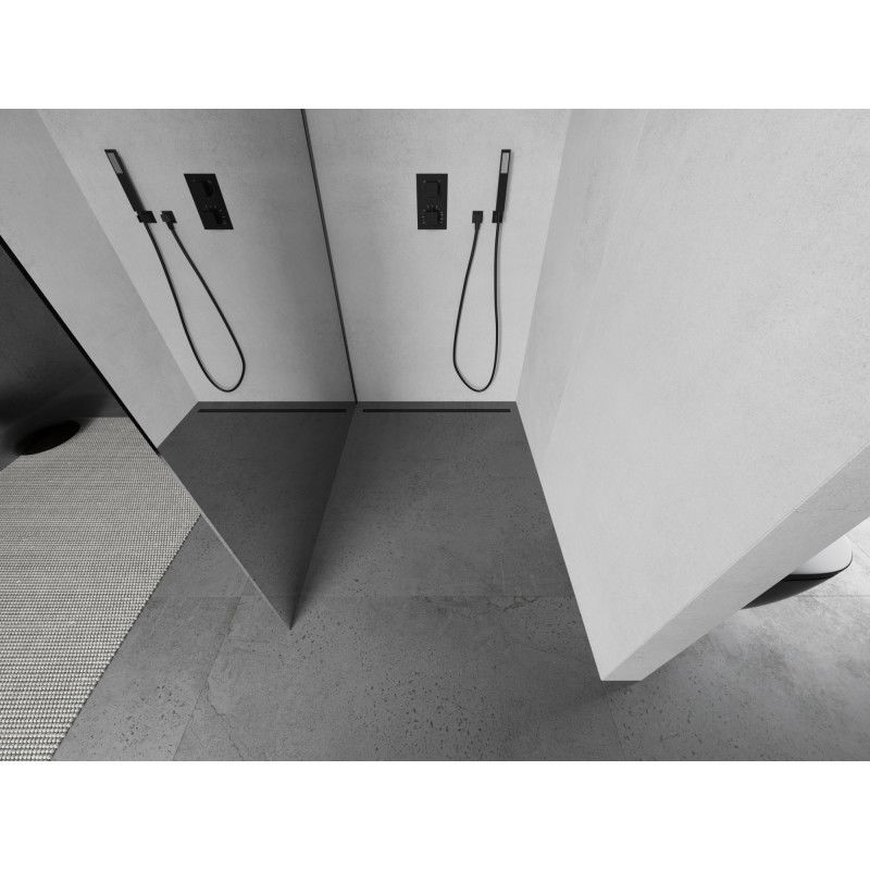 Mexen Kioto paroi de douche Walk-in 110 x 200 cm, miroir 8 mm, métal noir - 800-110-101-95-50