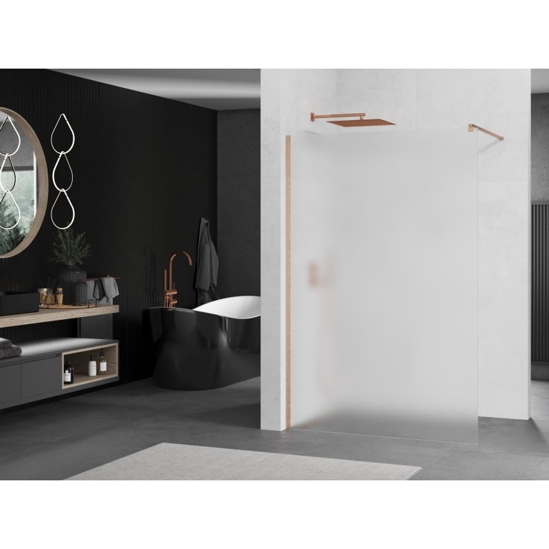 Mexen Kioto Zaslon za tuš Walk-in 100 x 200 cm, matirano staklo 8 mm, brušena bakrena - 800-100-101-65-30