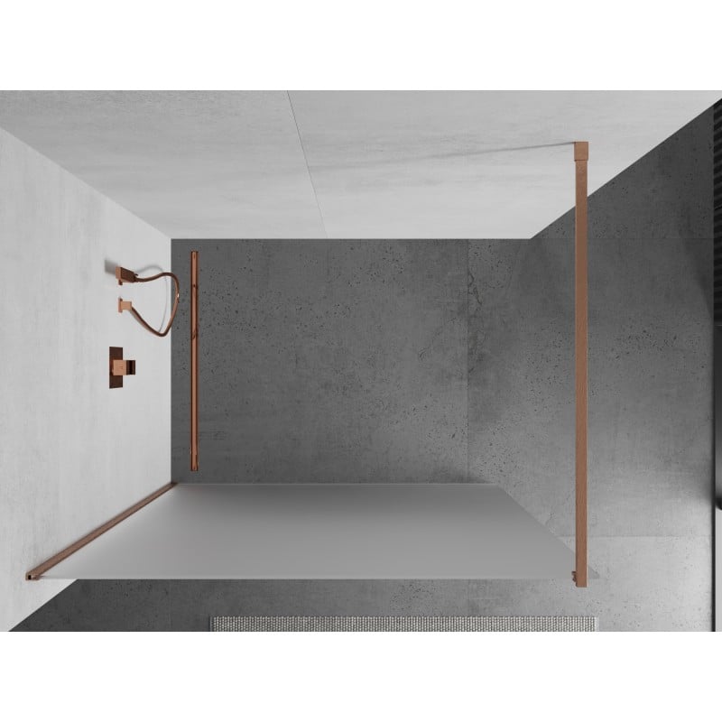 Mexen Kioto ścianka prysznicowa Walk-in 100 x 200 cm, szron 8 mm, miedź szczotkowana - 800-100-101-65-30