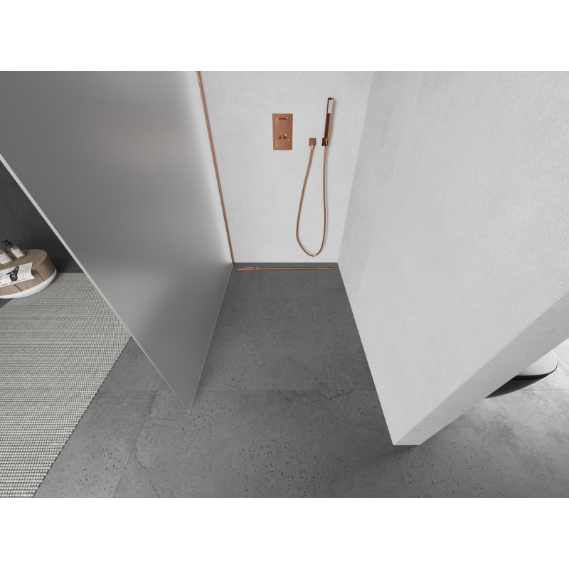 Mexen Kioto ścianka prysznicowa Walk-in 120 x 200 cm, szron 8 mm, miedź szczotkowana - 800-120-101-65-30