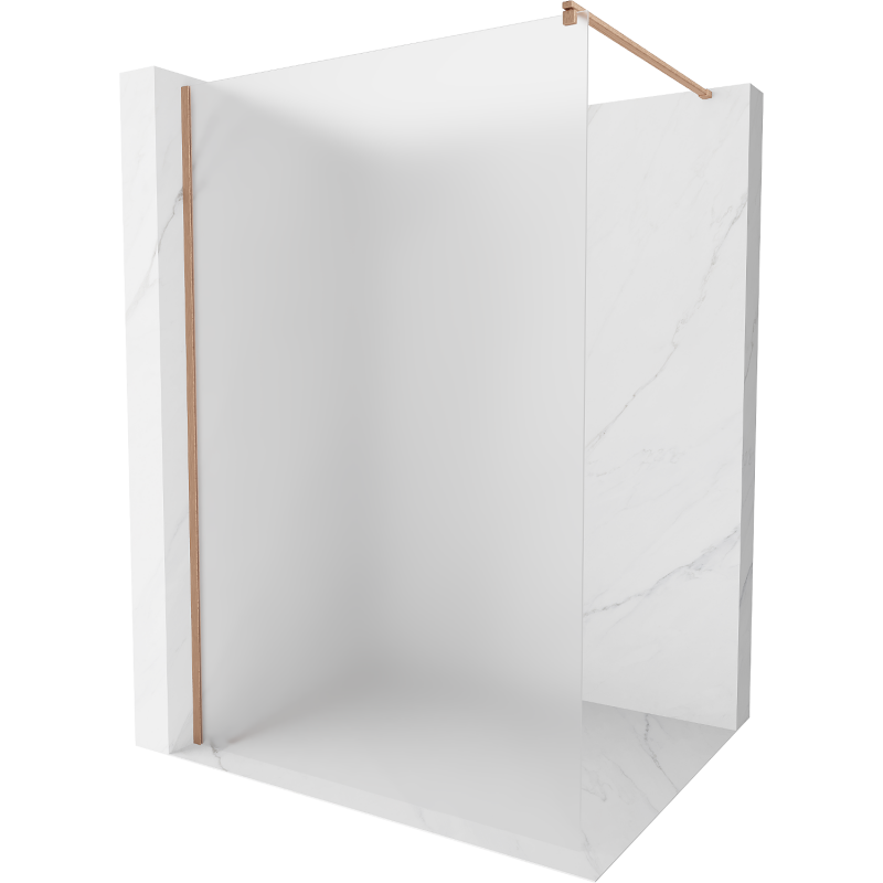 Mexen Kioto suihkuseinä Walk-in 130 x 200 cm, huurre 8 mm, harjattu kupari - 800-130-101-65-30