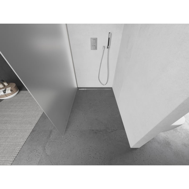 Mexen Kioto Duschwand Walk-in 100 x 200 cm, satiniert 8 mm, gebürstetes Nickel - 800-100-101-97-30