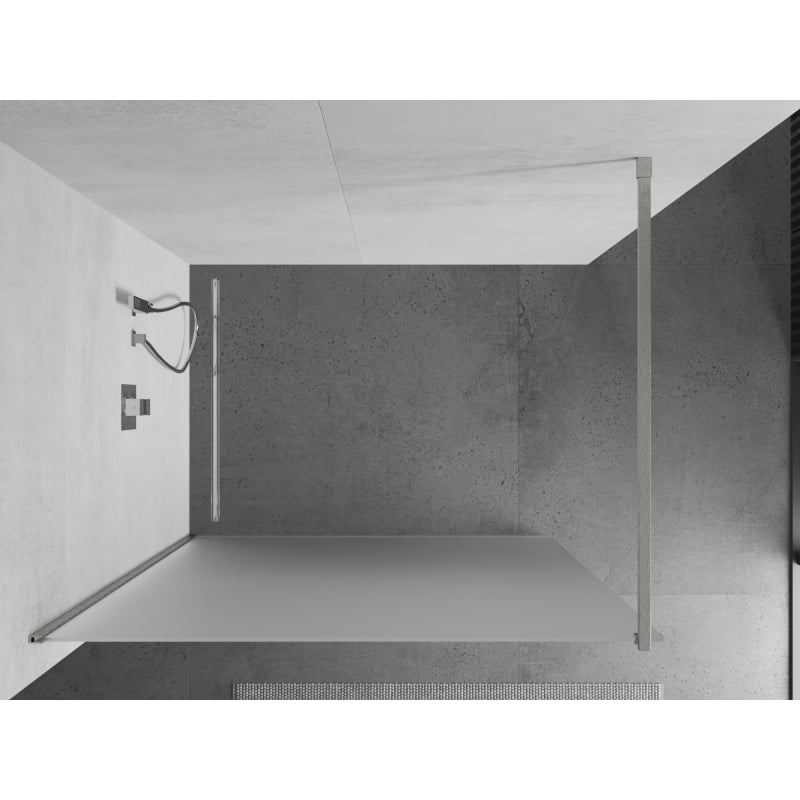 Mexen Kioto Pannello doccia Walk-in 100 x 200 cm, brinato 8 mm, nichel spazzolato - 800-100-101-97-30