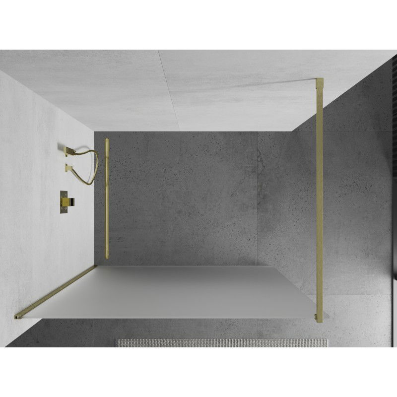 Mexen Kioto Walk-in Shower Wall 120 x 200 cm, Frosted 8 mm, Brushed Gold - 800-120-101-55-30
