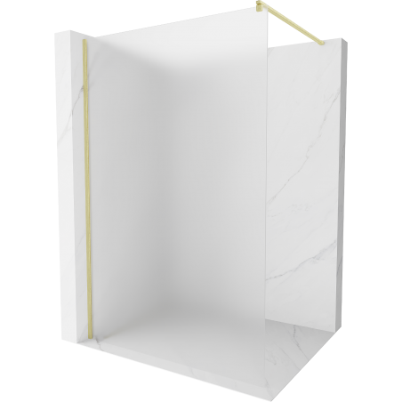 Mexen Kioto Duschwand Walk-in 140 x 200 cm, mattiert 8 mm, gebürstetes Gold - 800-140-101-55-30