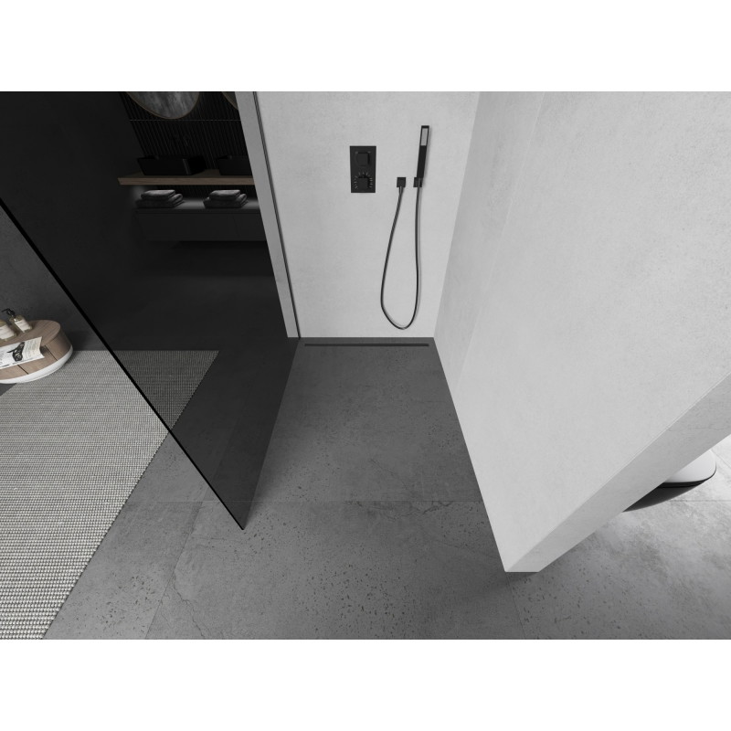 Mexen Kioto L zidna ploča za tuširanje Walk-in 120 x 200 cm, grafit, gun metal - 800-120-103-95-40