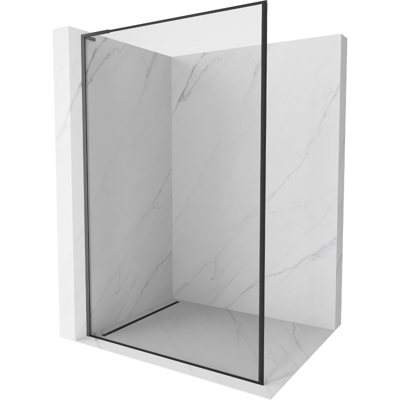 Mexen Kioto L paroi de douche Walk-in 60 x 200 cm, cadre noir, métal canon - 800-060-103-95-70