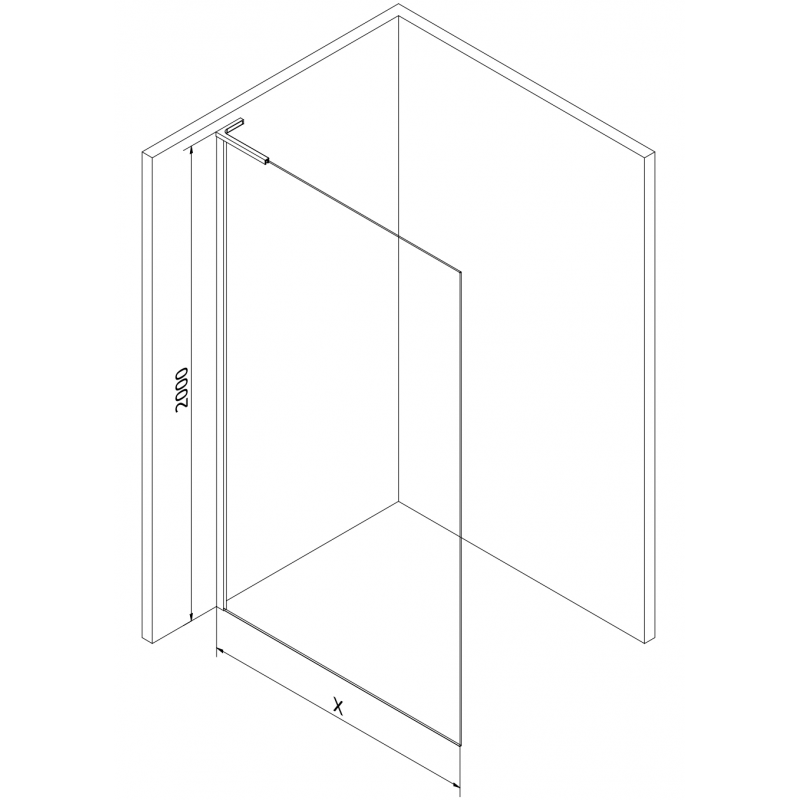 Mexen Kioto L tuš stenska plošča Walk-in 90 x 200 cm, črn okvir, gun metal - 800-090-103-95-70