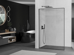 Mexen Kioto L Tuš zid Walk-in 120 x 200 cm, crni okvir, gun metal - 800-120-103-95-70