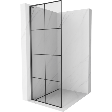 Mexen Kioto L Walk-in Shower Wall 70 x 200 cm, Black Grid, Gun Metal - 800-070-103-95-77