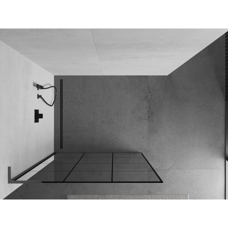 Mexen Kioto L dušisein Walk-in 100 x 200 cm, must ruudustik, gun metal - 800-100-103-95-77