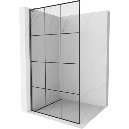 Mexen Kioto L Walk-in Shower Wall 100 x 200 cm, Black Grid, Gun Metal - 800-100-103-95-77