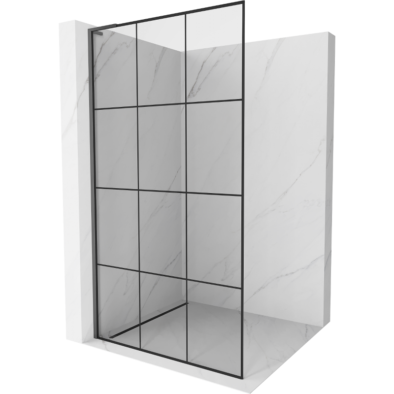 Mexen Kioto L Divisória de duche Walk-in 120 x 200 cm, grade preta, metal gun - 800-120-103-95-77