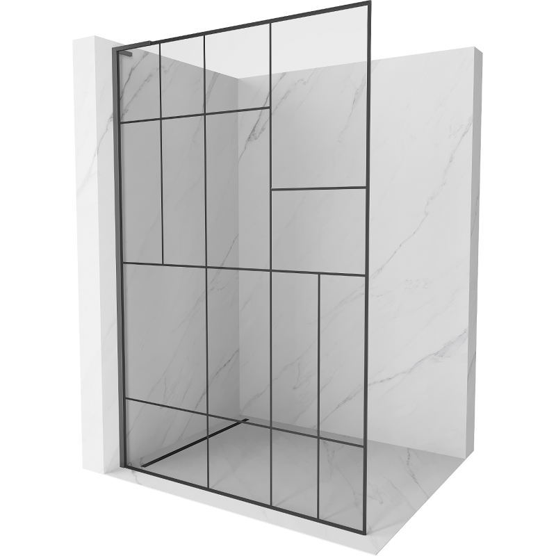 Mexen Kioto L Walk-in Shower Screen 70 x 200 cm, Black Pattern, Gun Metal - 800-070-103-95-78