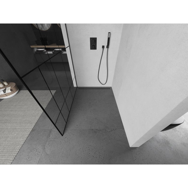 Mexen Kioto L Duschwand Walk-in 80 x 200 cm, schwarzes Muster, Gun Metal - 800-080-103-95-78