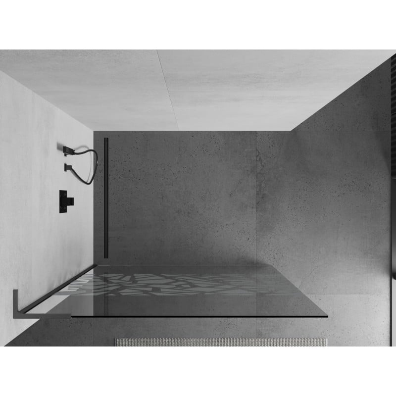 Mexen Kioto L paroi de douche Walk-in 90 x 200 cm, motif blanc, gun metal - 800-090-103-95-85
