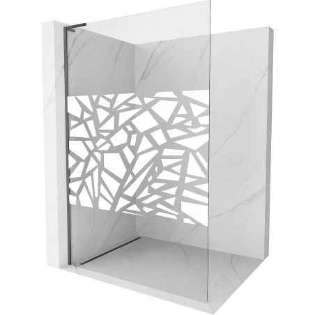 Mexen Kioto L Tuš pregrada Walk-in 90 x 200 cm, bijeli uzorak, gun metal - 800-090-103-95-85