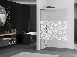 Mexen Kioto L ścianka prysznicowa Walk-in 100 x 200 cm, biały wzór, gun metal - 800-100-103-95-85