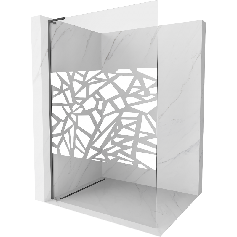 Mexen Kioto L parede de chuveiro Walk-in 100 x 200 cm, padrão branco, metal de canhão - 800-100-103-95-85