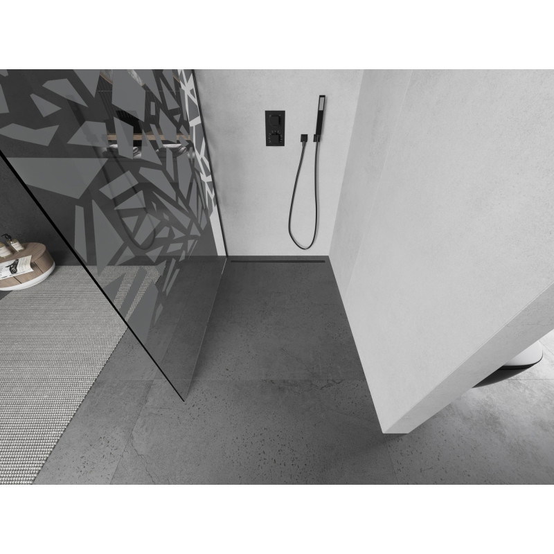 Mexen Kioto L ścianka prysznicowa Walk-in 120 x 200 cm, biały wzór, gun metal - 800-120-103-95-85