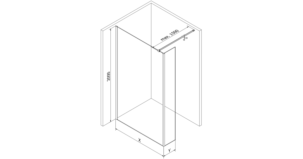 Mexen Kioto ścianka prysznicowa Walk-in 110 x 40 cm, czarna ramka