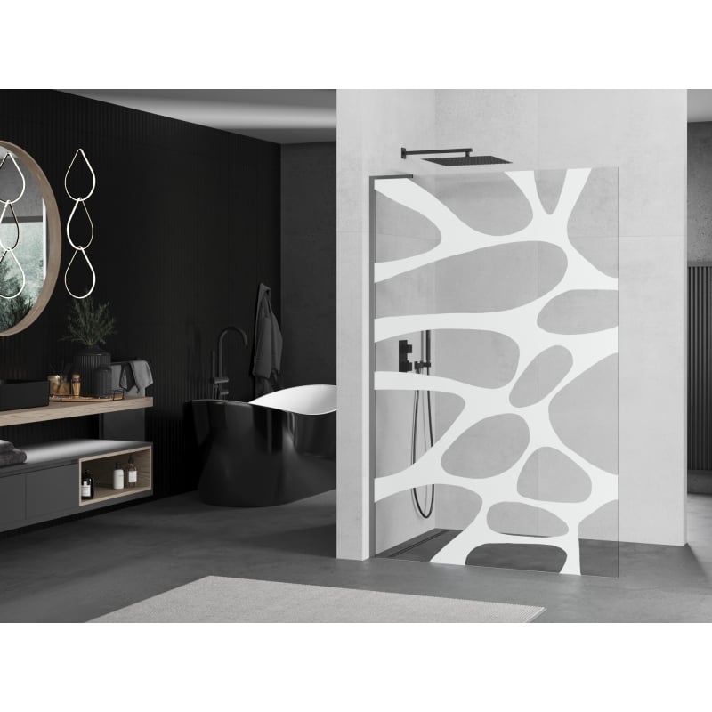 Mexen Kioto L ścianka prysznicowa Walk-in 90 x 200 cm, biała fala, gun metal - 800-090-103-95-97