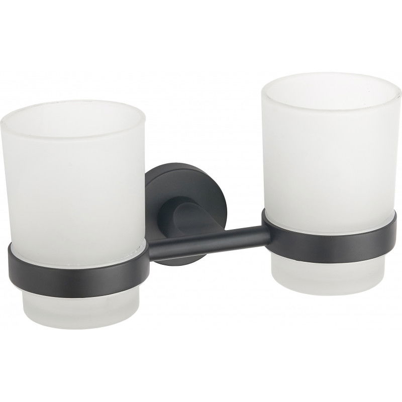 Mexen Tiber dubbele tandenborstelhouder, zwart - 7050552-70