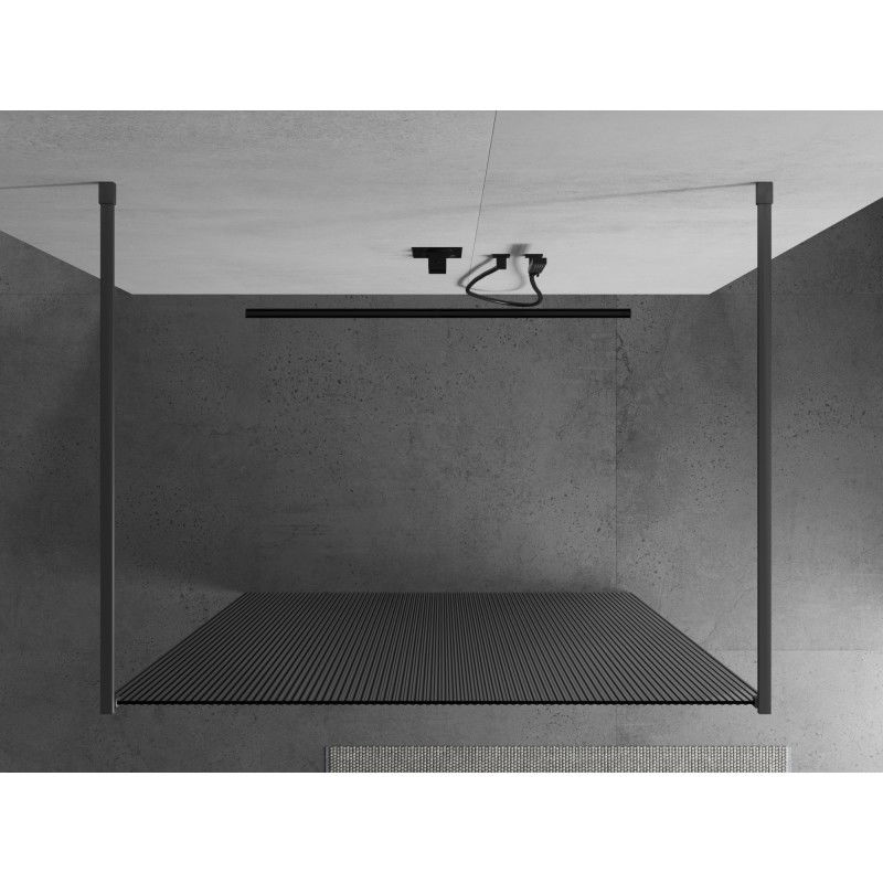 Mexen Kioto vapaasti seisova suihkuseinä 100 x 200 cm, raita 8 mm, gun metal - 800-100-002-95-09