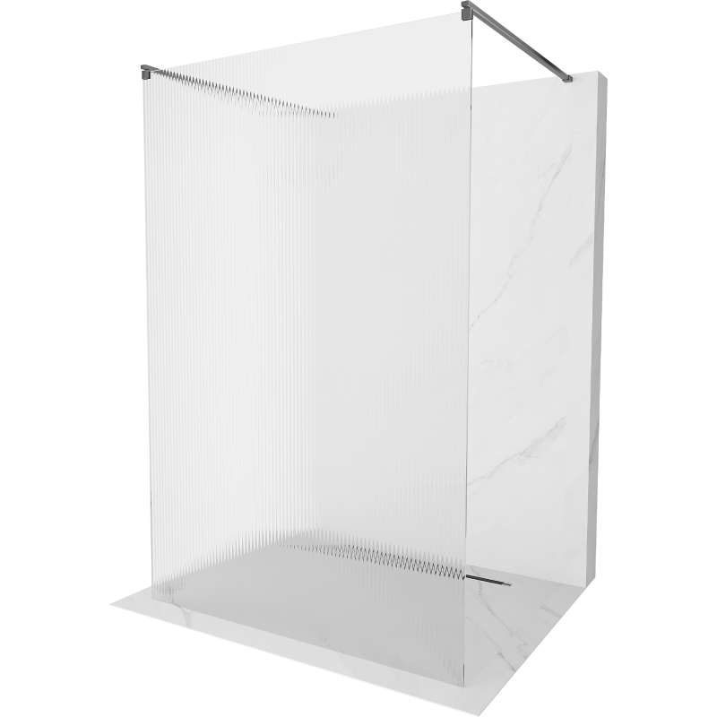 Mexen Kioto freestanding shower wall 100 x 200 cm, stripes 8 mm, gun metal - 800-100-002-95-09