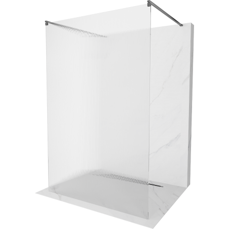 Mexen Kioto freestanding shower wall 100 x 200 cm, stripes 8 mm, gun metal - 800-100-002-95-09