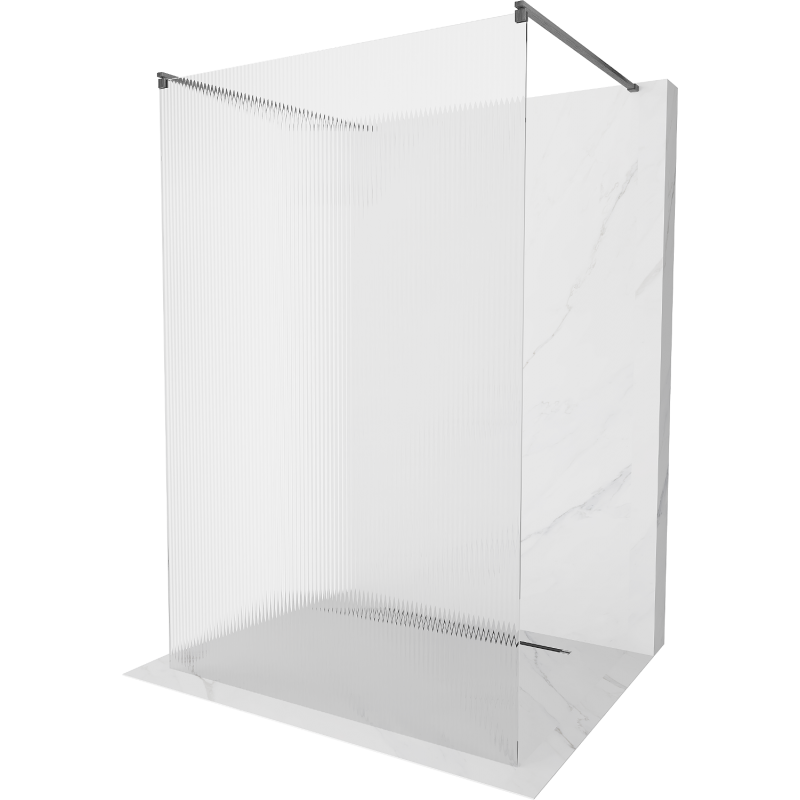 Mexen Kioto freestanding shower wall 130 x 200 cm, stripes 8 mm, gun gray brushed - 800-130-002-66-09
