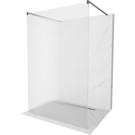 Mexen Kioto freestanding shower wall 130 x 200 cm, stripes 8 mm, gun gray brushed - 800-130-002-66-09