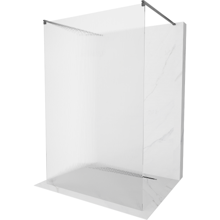 Mexen Kioto vrijstaande douchewand 140 x 200 cm, streepjes 8 mm, geborsteld grijs - 800-140-002-66-09