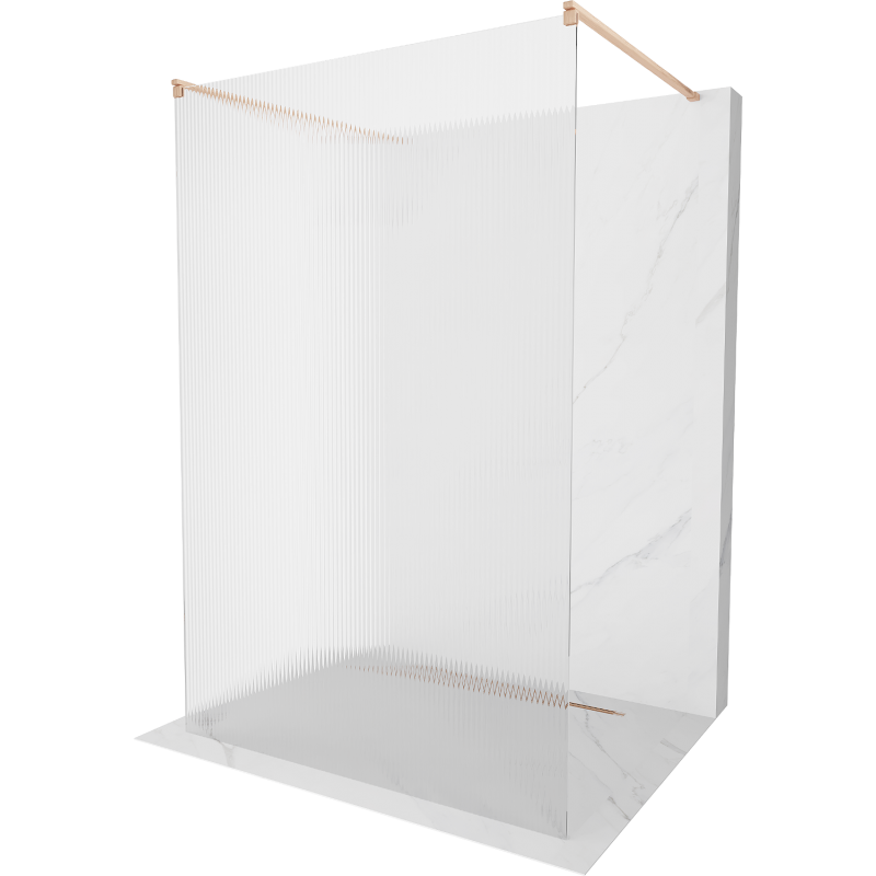 Mexen Kioto freestanding shower wall 120 x 200 cm, stripes 8 mm, brushed copper - 800-120-002-65-09