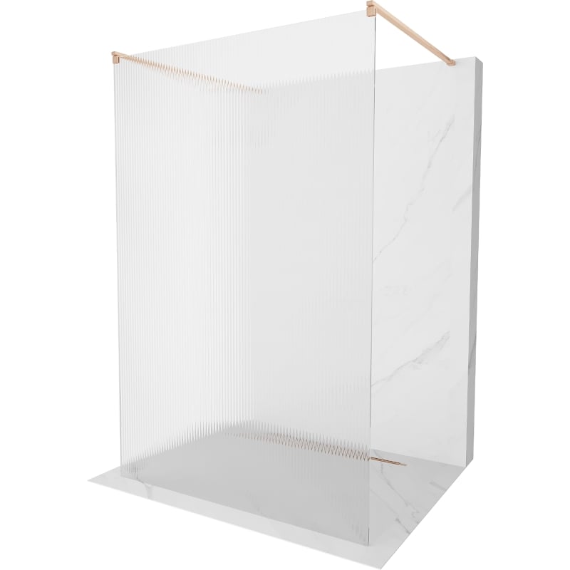 Mexen Kioto samostojeći tuš zid 120 x 200 cm, pruge 8 mm, brušeni bakar - 800-120-002-65-09