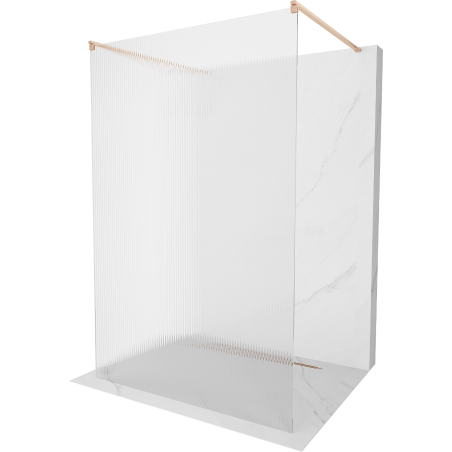 Mexen Kioto freestanding shower wall 130 x 200 cm, stripes 8 mm, brushed copper - 800-130-002-65-09